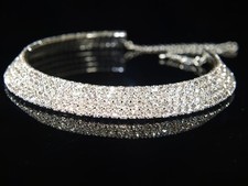 SALE 4 Rows Prom made with Swarovski Crystal 925 SilverChoker Necklace BN040 