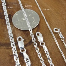 Men's Solid 925 Sterling Silver Italian Anchor / Cable Link Necklace Chain Italy