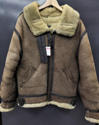 AVIREX Type B-3 Leather Flight Mouton Bomber Jacket Size S brown