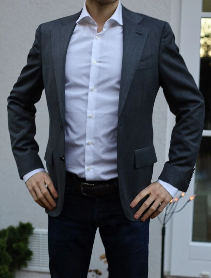 SuitSupply La Spalla - 42 (XS) slim fit - grau - feines Fischgrätmuster - NEU - Bild 4 von 4