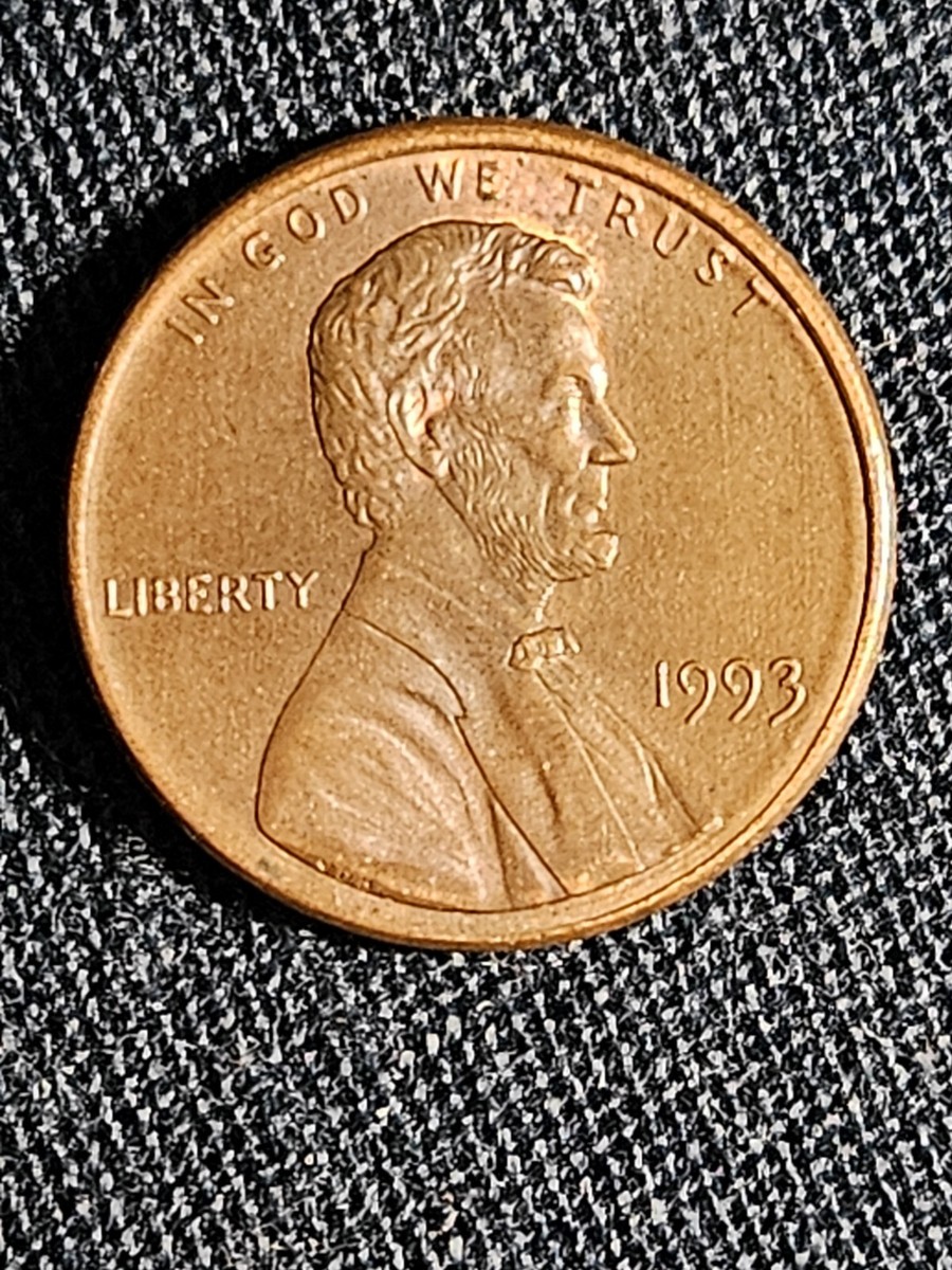 1993 Penny Errors No Mint Mark, Struck Off Center, Close AM, DDO