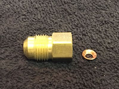 Brass Adapter 1/4'' Female Flare x 3/8 Male Flare Includes Copper Gasket, W3-59