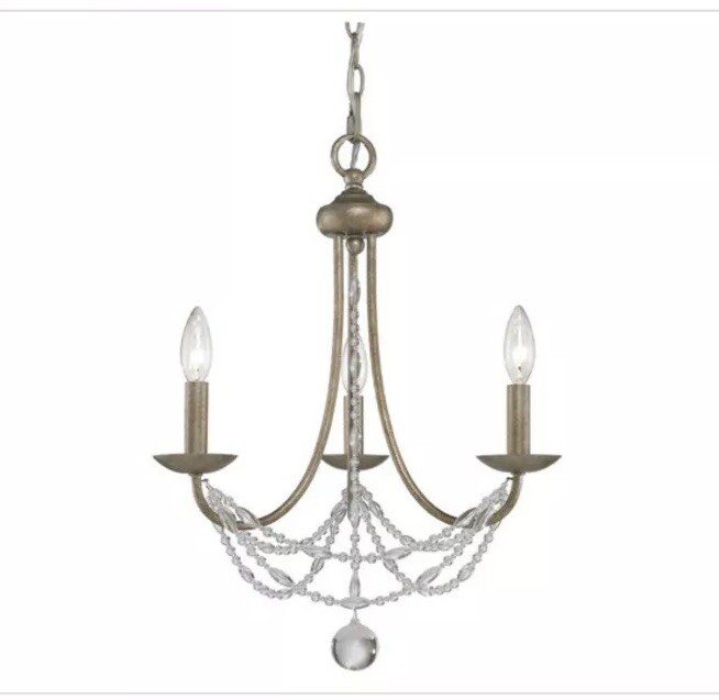 Golden Lighting 7644-M3-GA Mirabella Mini Chandelier Golden Aura