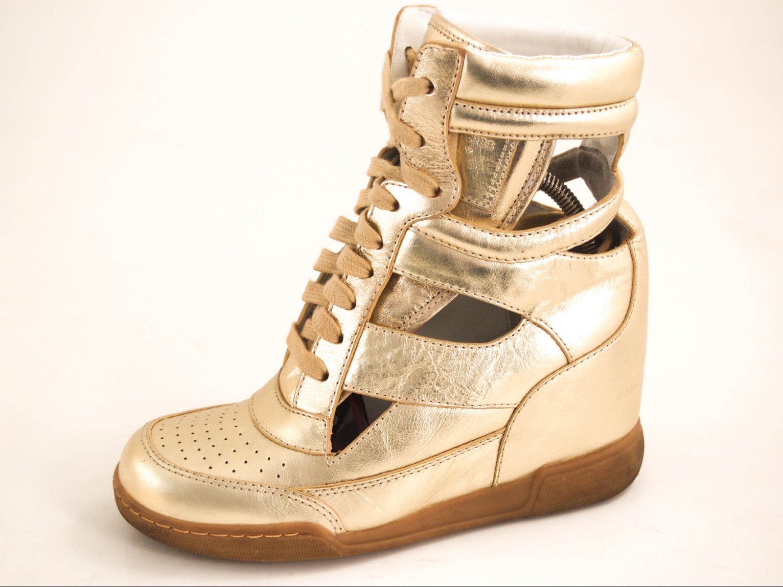 gold wedge tennis shoes