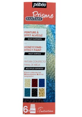 Pebeo Fantasy Prisma 6 x 20ml Initiationsset Wabeneffekt Malerei Handwerk Künstler