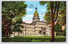 c1950 State Capitol Building Exterior Lansing Michigan Ingham Co MI PC Postcard