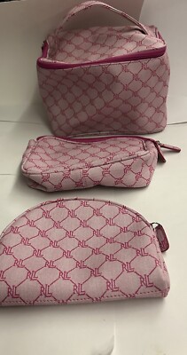 New Lauren Ralph Lauren Cosmetic Bags Bag iPhone Cases Pink Signature RL  Logo