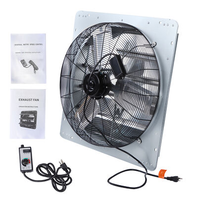 24 Inch Shutter Exhaust Fan, 4120CFM, With Speed Controller Wall Mounted, Silver