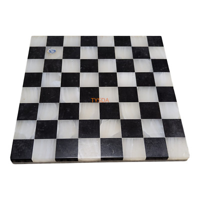Vintage Black & White Marble Stone Chess Board 7-7/8'' 1'' Square