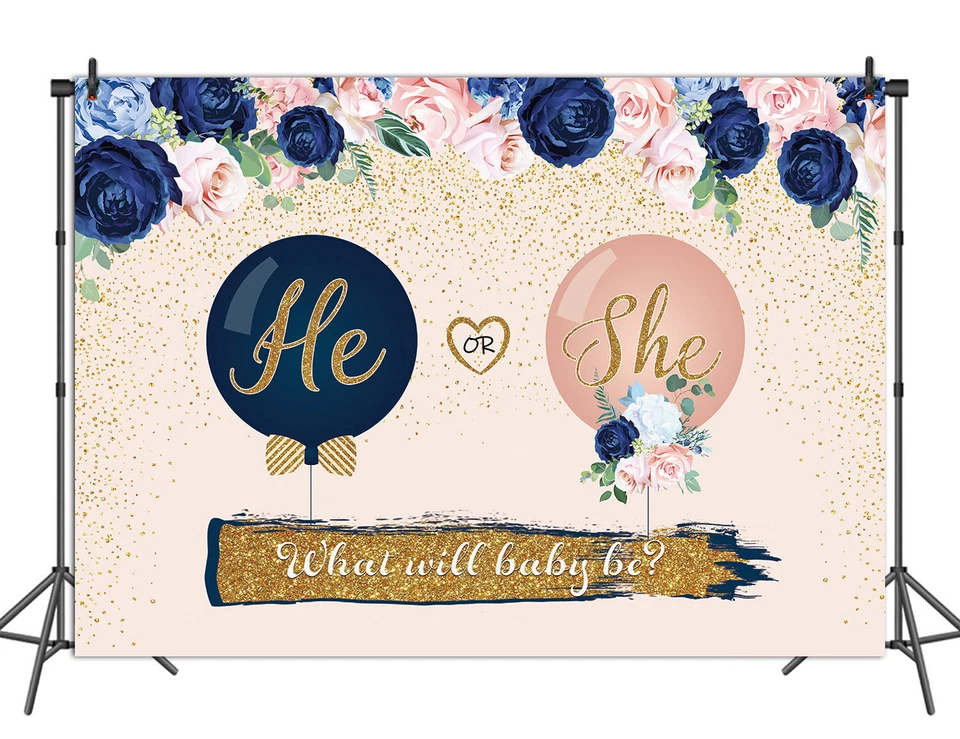 Telón de fondo de revelación de género borgoña él o ella lo que será el bebé decoración de fiesta telón de fondo Foto 2 de 4