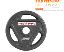 Barbell 2 - Inch Olympic Grip Weight Plate, 25 lb, Single, Black