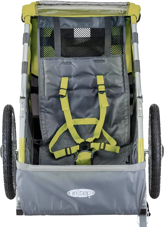 Instep Behind Bike Trailer Carrier for Toddlers Kids Single Seat Green/Grey - Image 3 of 4
