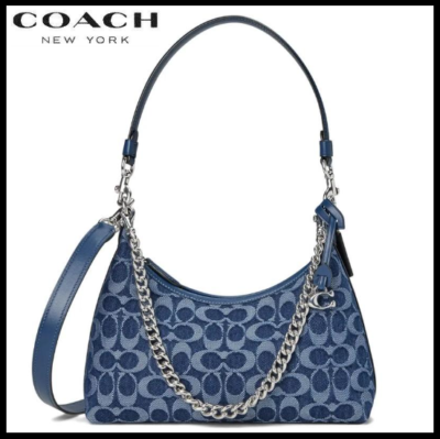 COACH CAM27 Juliet Shoulder Bag In Signature Denim Deep Blue Multi
