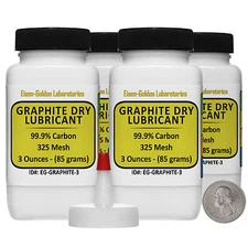 Graphite Dry Lube [C] 99.9% ACS Grade Powder 12 Oz in Four Dispenser Bottles USA
