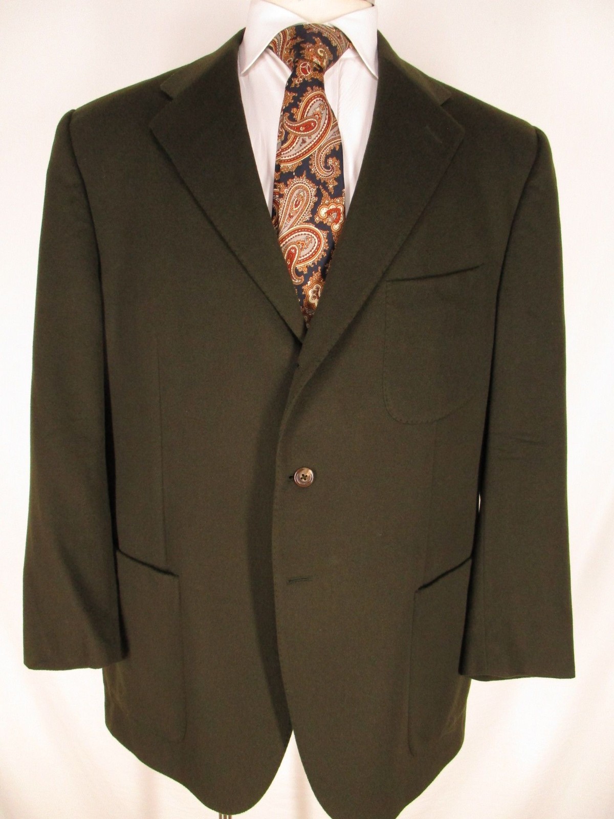 Polo Ralph Lauren Mens Olive 3 Btn 100% Cashmere Sport Coat 46R Italy Made