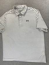 Under Armour Striped Short Sleeve Playoff Polo Shirt Men's XXL White