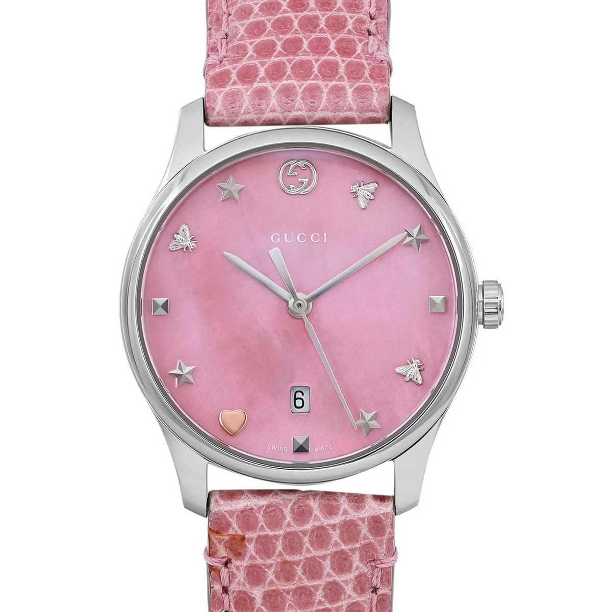 ★関税送料込★GUCCI G-Timeless Pink Mother of Pearl YA126586 Gucci G-Timeless Pink Mother of Pearl Dial Steel Ladies