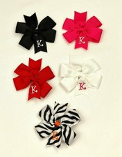 5 Personalized Hairbow Lot 2.75" Toddler Girls Monogrammed Bows Initial K BONUS