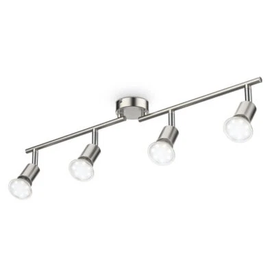LED Deckenspot Leuchte Lampe Strahler Decke 4-flammig GU10 12W Wohnzimmer Silber - Bild 1 von 4