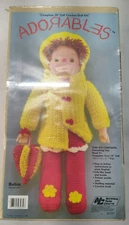 1984 Adorables Complete 16" Tall Crochet Doll Kit National Yarn Crafts NOS