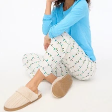 J. Crew NWT $59.50 Printed Flannel Pajama Pant in Christmas Tree Lights | Sz L