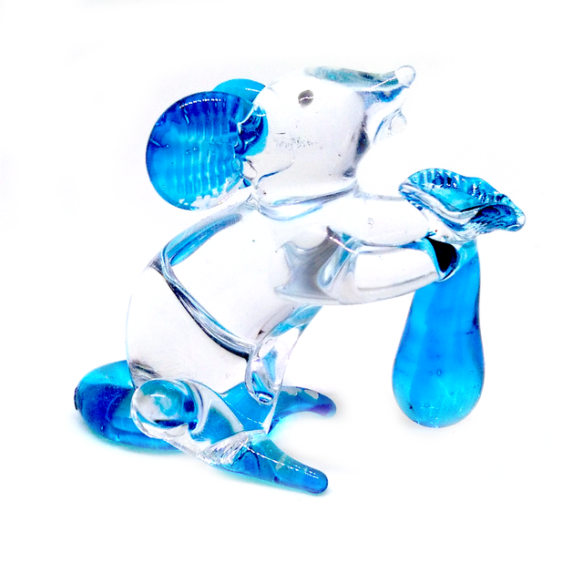 Mouse 6 hand blown clear art glass miniature figurine crystal