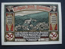 Banknot pieniężny 1921: Miasto BAD LIEBENSTEIN THÜRINGIA, 50 funtów, "Świątynia źródłowa"