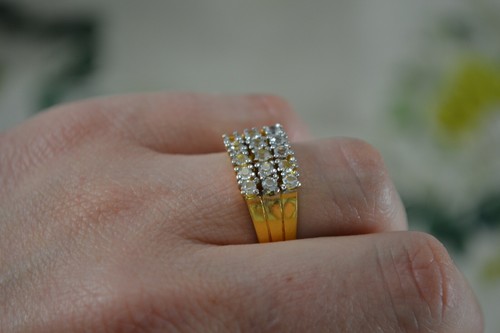 Anillo trilogía vintage años 80 oro sobre plata dorado + pasta talla R 1/2 - Imagen 10 de 11