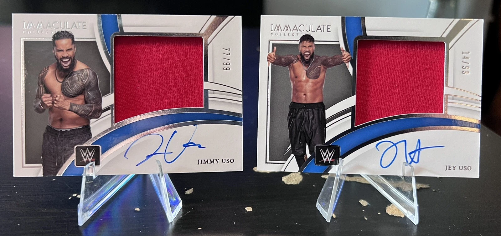 2022 WWE Immaculate Jimmy & Jey Uso JUMBO RELIC COMBO AUTOGRAPHS/99 YEET/NO YEET
