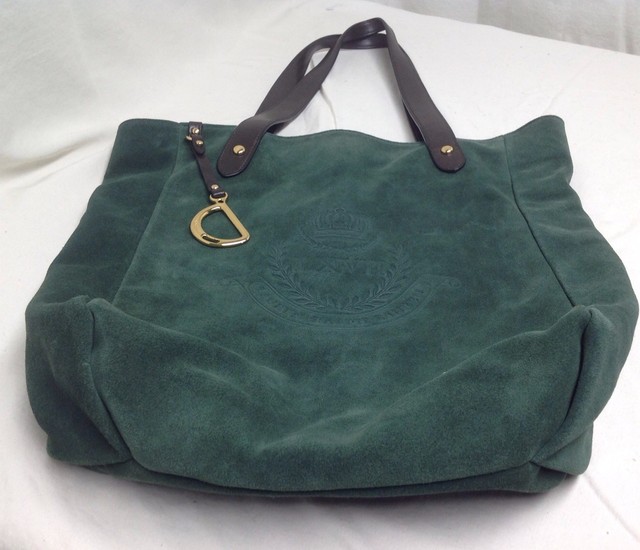 green suede tote bag
