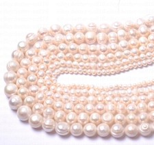 Natural Round Freshwater White Pearl Beads 16" 4MM 6MM 7MM 8MM 10MM 12MM 14MM