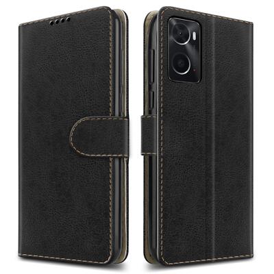 Für Oppo A96 Hülle, Slim Leder Brieftasche Flip Ständer Handy Cover + Displayschutz
