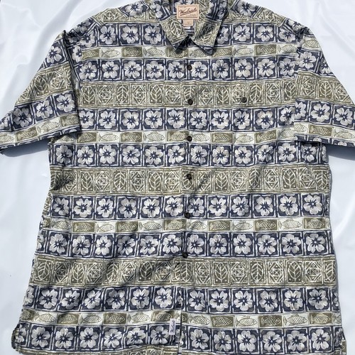 Woolrich Shirt Mens XL Hawaiian Tropical Leaf Fish Hibiscus Flower Relaxed - Picture 2 of 6