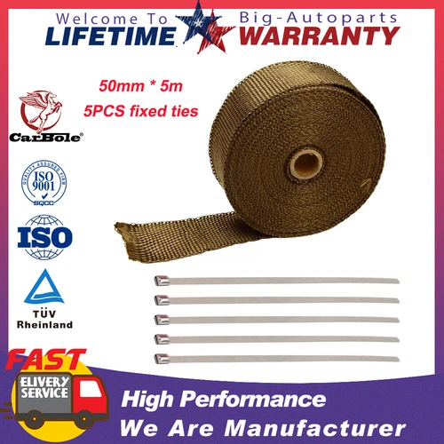 Titanium Muffler Exhaust Pipe Insulation Thermal Heat Wrap Motorcycle Header 5M