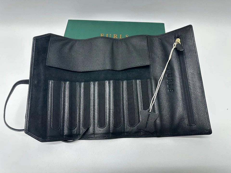 Меховые крючки крючки кожаный сворачивающийся мешочек - черный - Изображение 2 из 2