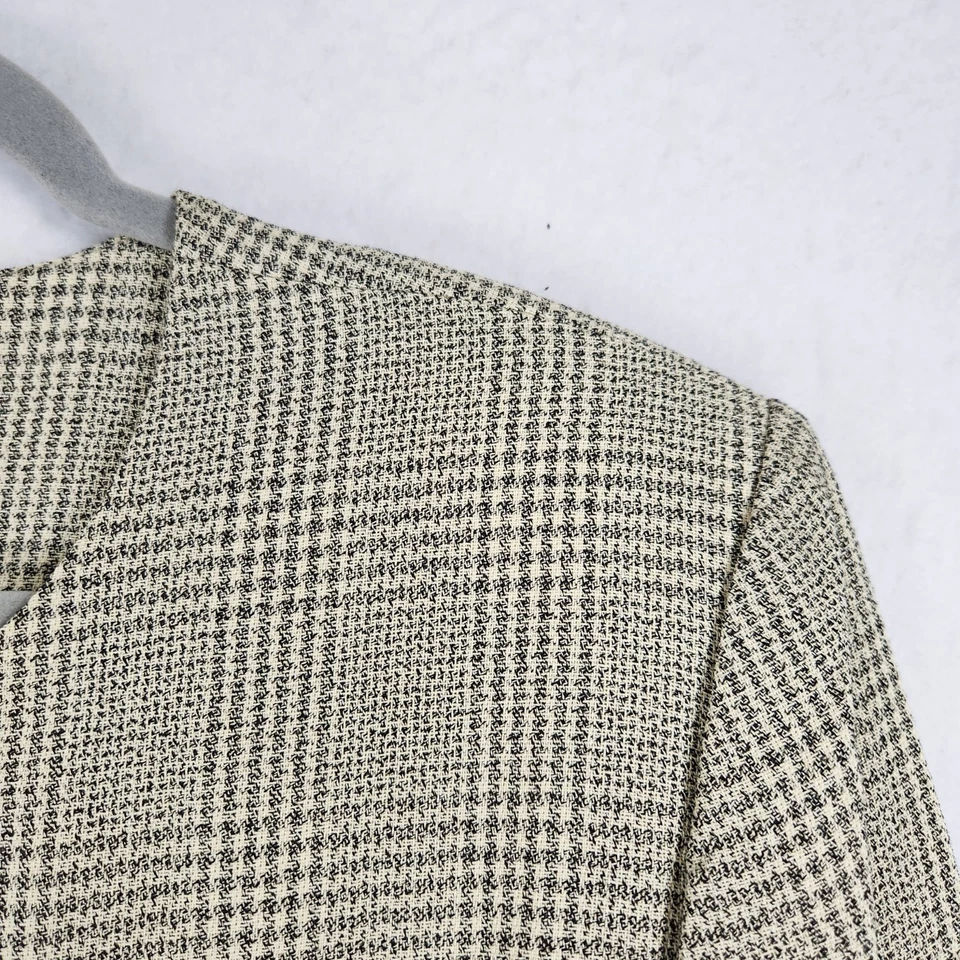 Talbots Dress Womens 12 Beige Plaid Vintage Button Front Belted Long Sleeve Maxi - Image 3 of 4