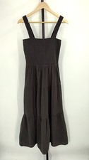 Quince Organic Cotton Gauze Smocked Sleeveless Maxi Dress Black S