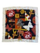 Salvatore Ferragamo Silk Animal Print Scarf & Handkerchief  Authentic