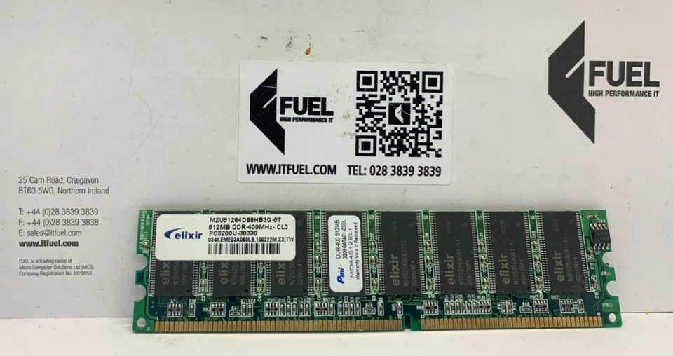 Elixir   512MB  DDR ram memory module  PC-3200 -  M2U51264D88HB3G-5T - Image 2 of 3