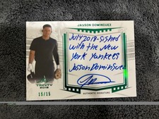 2020 Leaf Trinity Jasson Dominguez Inscriptions Emerald Autograph 15/15! Yankees