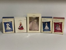 Set of 5 Barbie Hallmark Keepsake Ornaments In Box Christmas Holiday 2003-2007