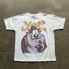 Vtg 90s Looney Tunes Taz Devil Big Print Bugs Bunny Shirt Size XL