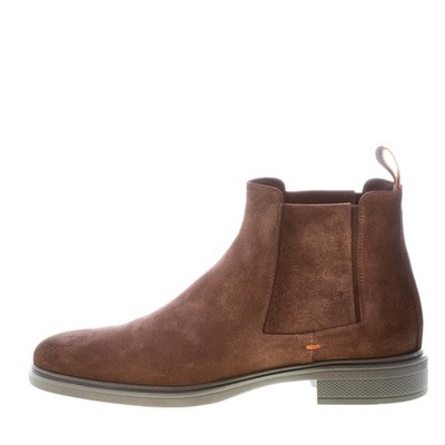 SANTONI Herren Schuhe Stiefelette Chelsea Easy Wildleder Brombeerkopf flexibel