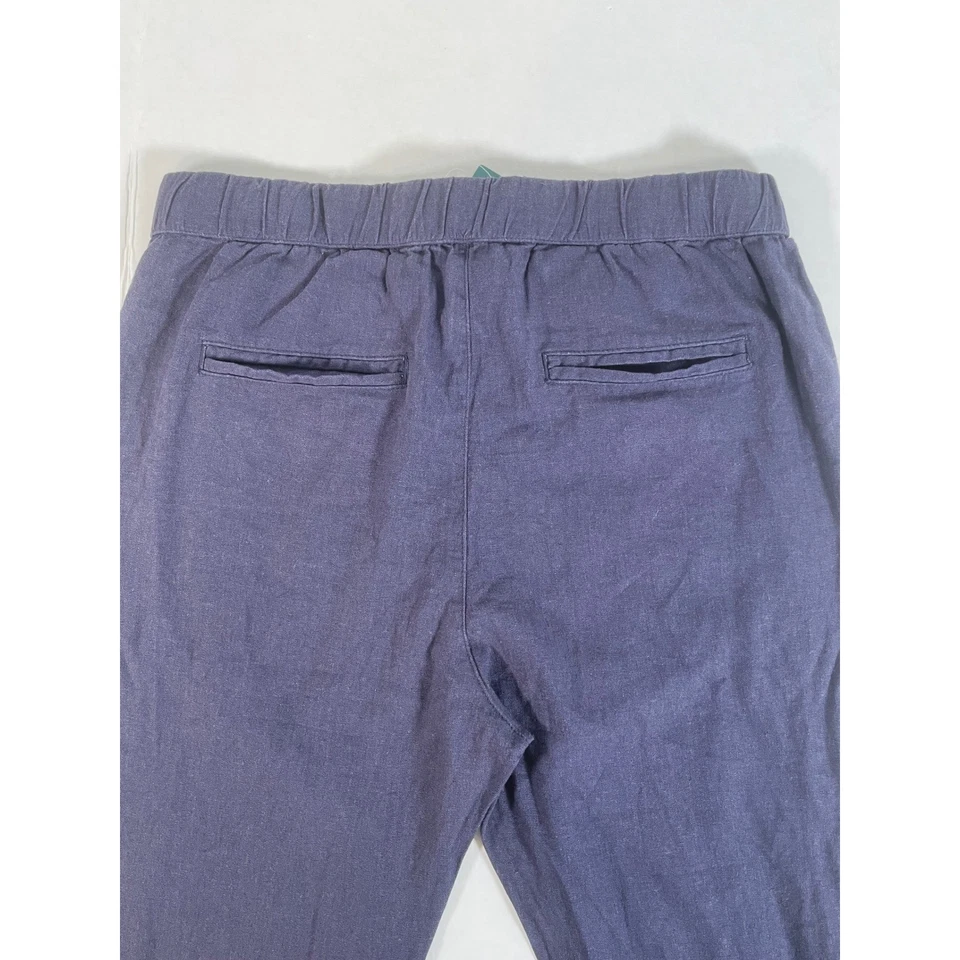 Pantalones de chándal ROXY para mujer azul marino mezcla de lino cordón cintura pequeños ocio Foto 4 de 4