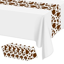6 PCS Brown Cow Print Table Runner 14x108 Inch Waterproof Farm Theme Decor