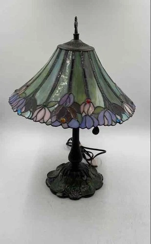 Vintage Tiffany Multicolor Floral Home Decorative Electric Corded Table Lamp