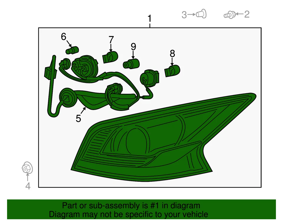 Nissan Altima 2013-2014 genuino - Conjunto de lámpara combinado 26555-3TA0B Foto 2 de 2