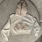 Abercrombie Fitch Hoodie Women XS Medium Gray Beige Soft A&F Max Crop Pullover