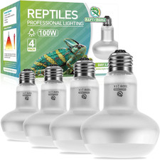Reptile Heat Lamp 4Pack 100W, Intense Basking Spot Light Bulb with UVA, Simulate