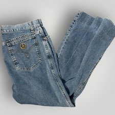 Vintage 90s Moschino Jeans High Waisted Made in Italy Peace Sign Hardware 30